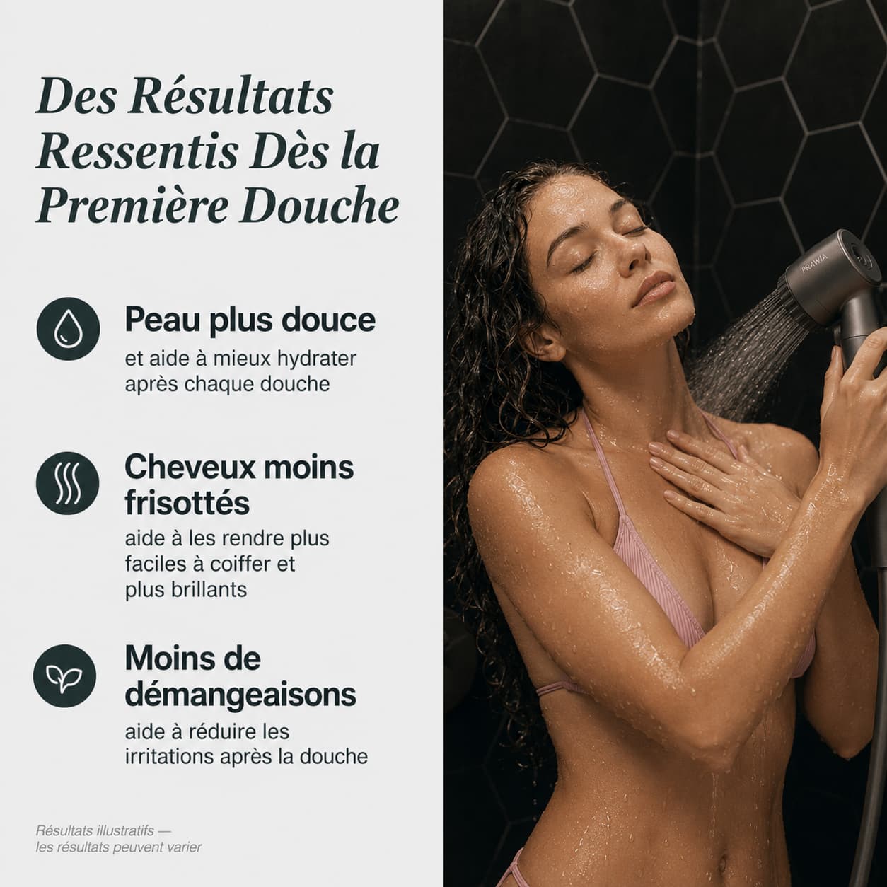 Pomme de Douche PRAWIA — Filtration Ionique Tri-Action